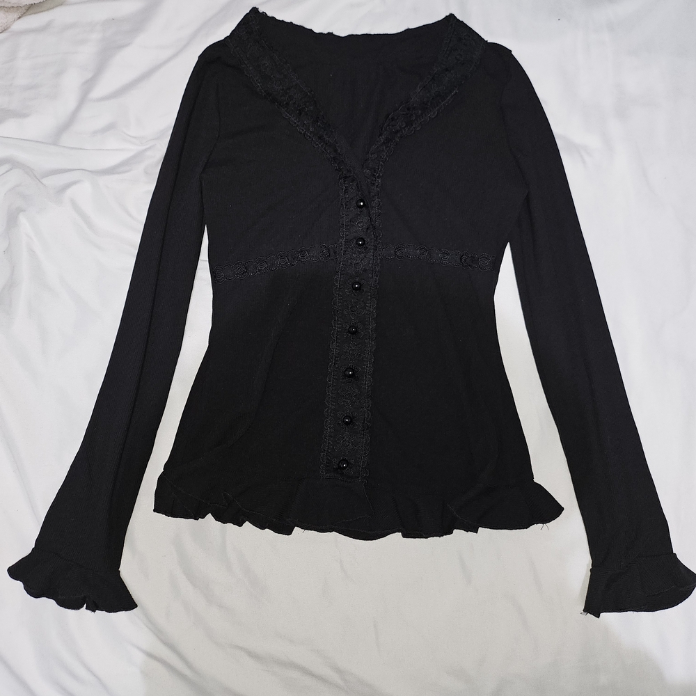 Elegant Black Lace Trim Top